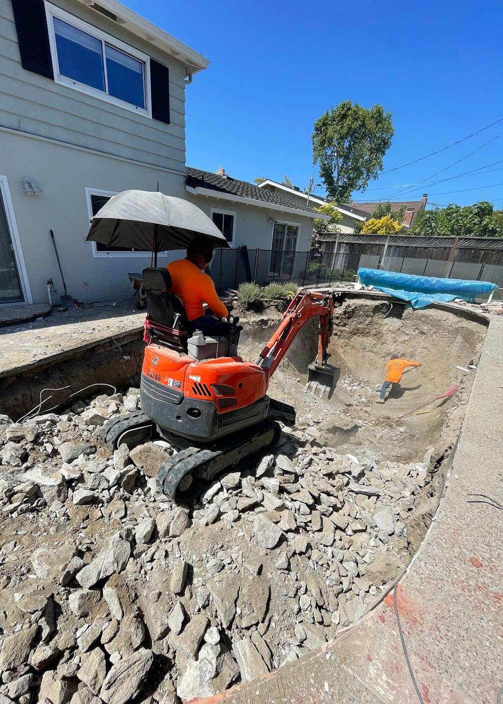 Swimming pool demolition in Moraga, CA